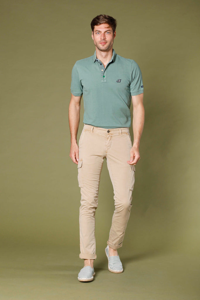 image 3 of men's polo in piquet with tailoring details leopardi model in mint green  regular fit by Mason's 