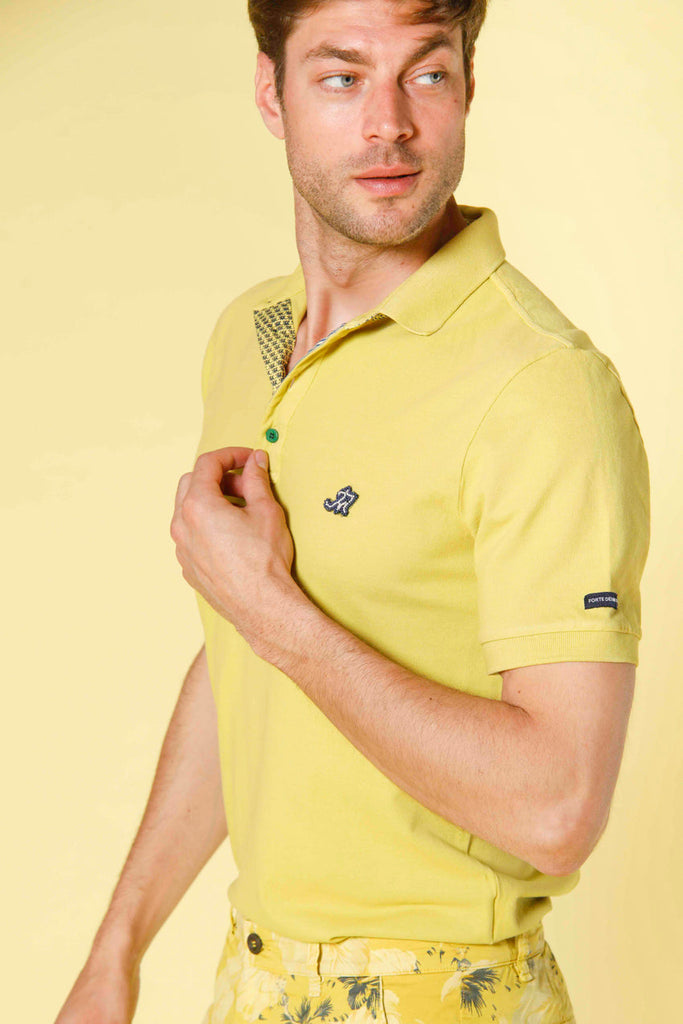 image 3 of men's polo in piquet with tailoring details leopardi model in yellow  regular fit by Mason's 