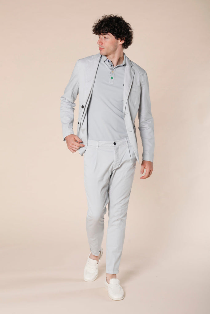 image 2 of men's polo in piquet with tailoring details leopardi model in light gray regular fit by Mason's 