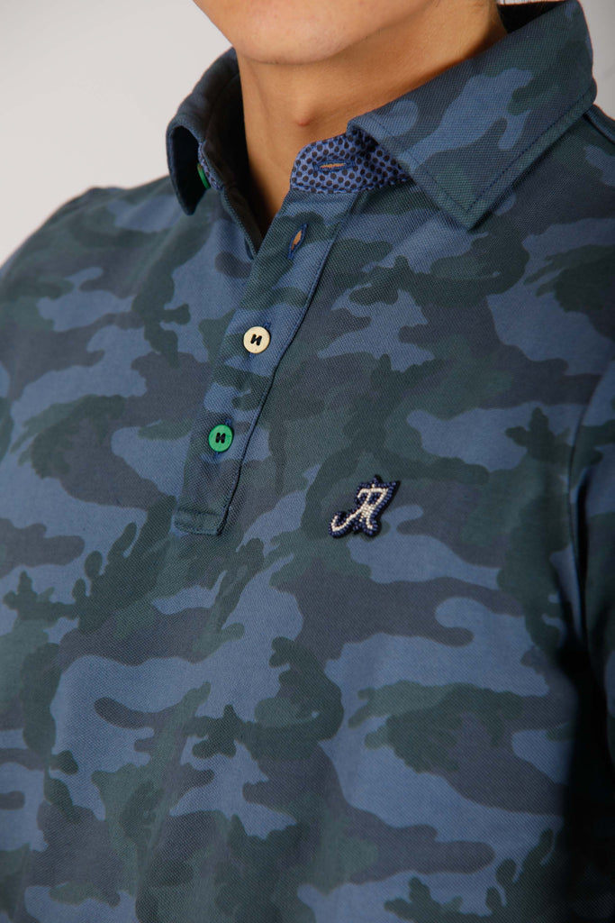 Men's polo shirt in cotton camouflage with details Print ①