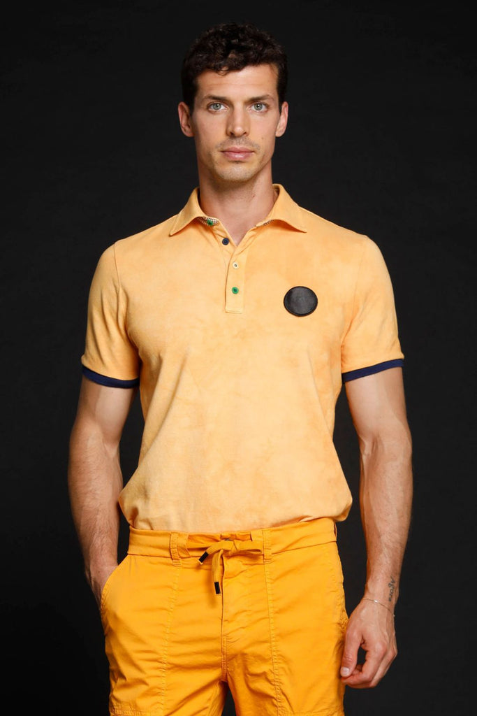 Print man polo shirt in cotton with Logo Edition patch and details