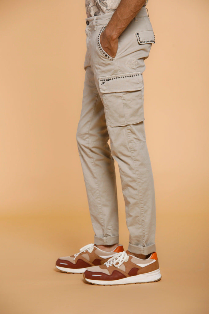 Chile pantalone cargo uomo in twill di cotone con borchie extra slim - Mason's 