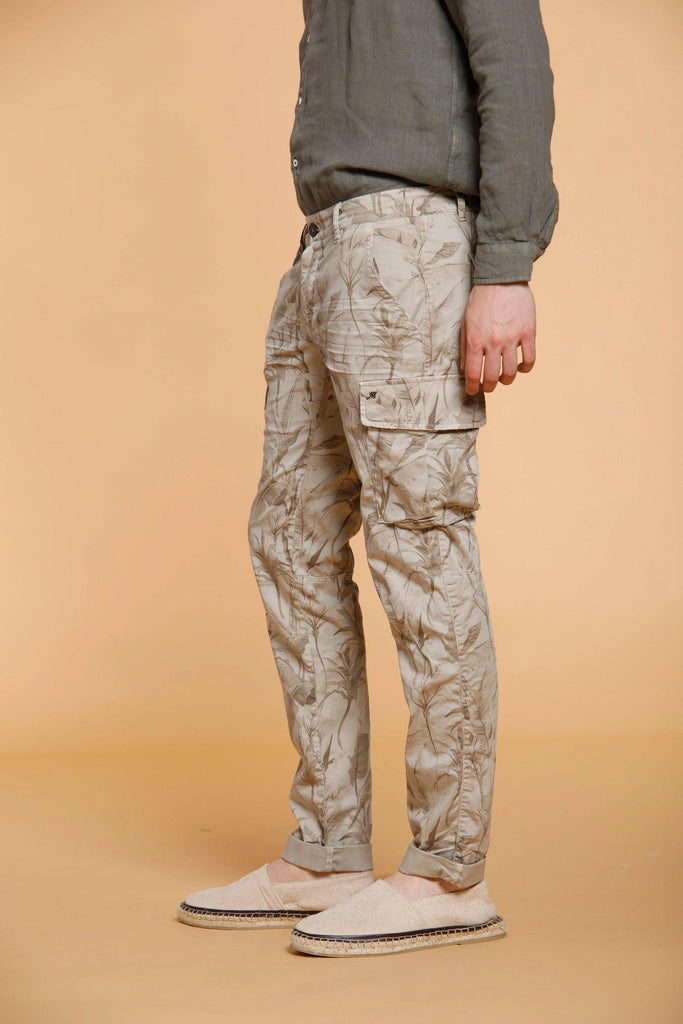 Chile pantalone cargo uomo in twill di cotone stampa foglie extra slim - Mason's 