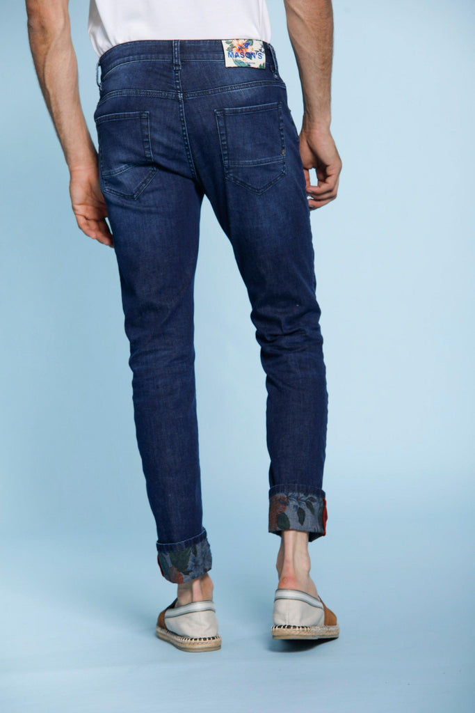 Harris man 5-pocket pants in denim with flower pattern details slim