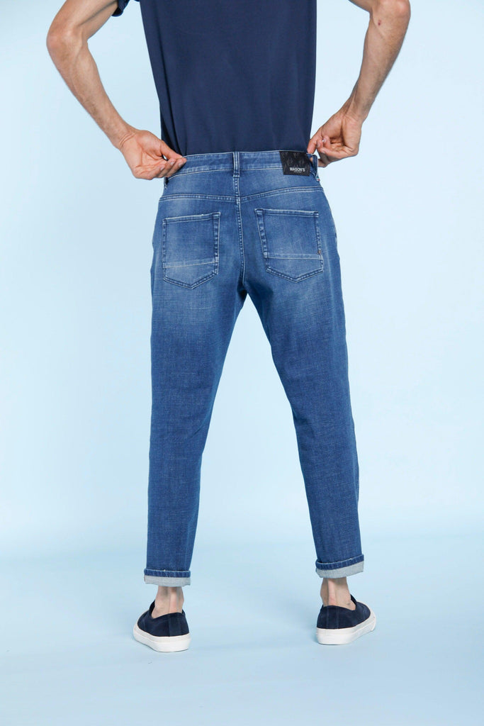 Forte 5 Tasche pantalone uomo denim blu in cotone stretch carrot fit - Mason's 