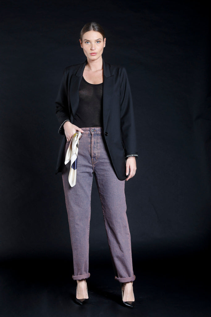 immagine 3 di pantalone 5 tasche da donna in denim colore viola modello Zoe di Mason's 