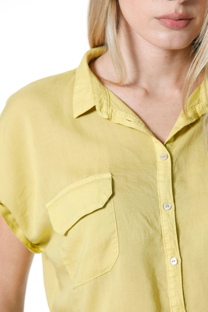 Casta woman shirt with short sleeves in tencel with pockets