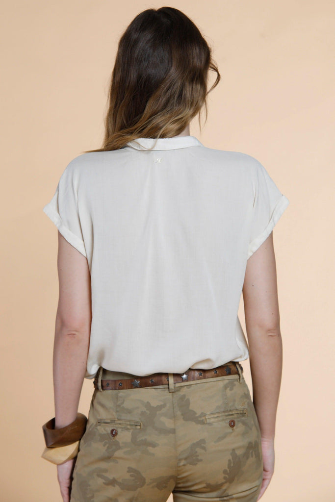 Casta woman shirt with short sleeves in tencel with pockets