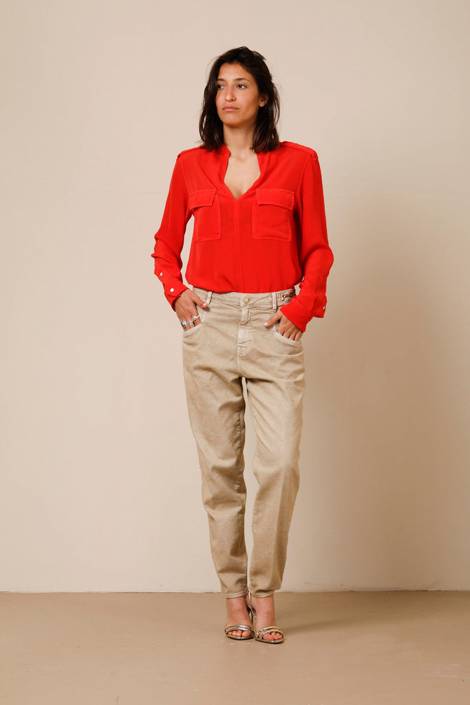 Emma Summer woman shirt in viscose with long sleeve and pockets