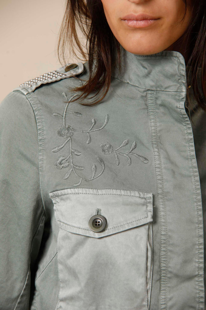 Eva field jacket da donna in cotone con coulisse ricami e borchie - Mason's 