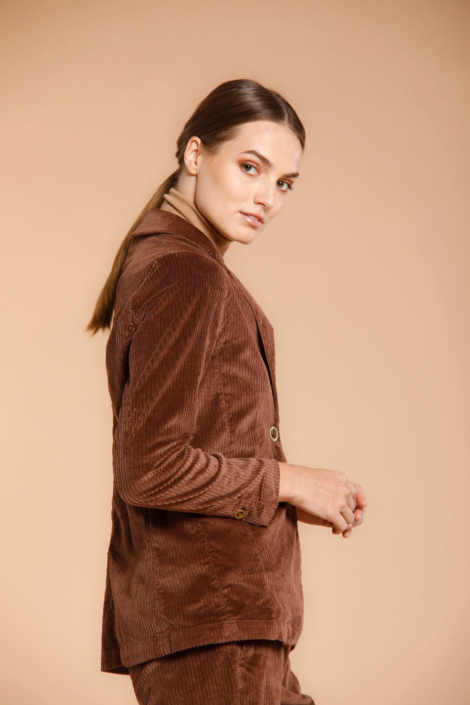 Image 4 of women's dark brick corduroy blazer Helena model by Mason's