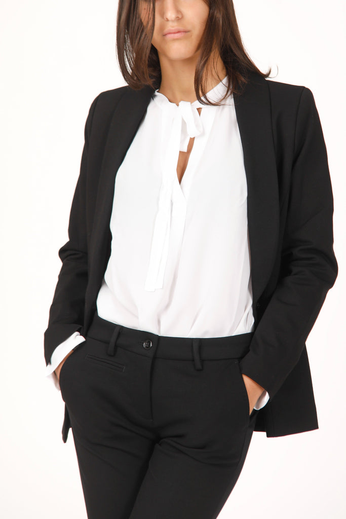 Smoking woman blazer in technical jersey with shawl collar