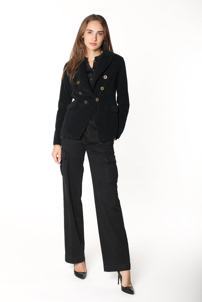 Immagine 2 di blazer doppiopetto donna in velluto colore nero modello Caroline di Mason's 