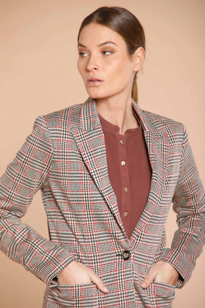 Image 3 of a women's blazer in beige jersey with wales pattern Theresa model by Mason's