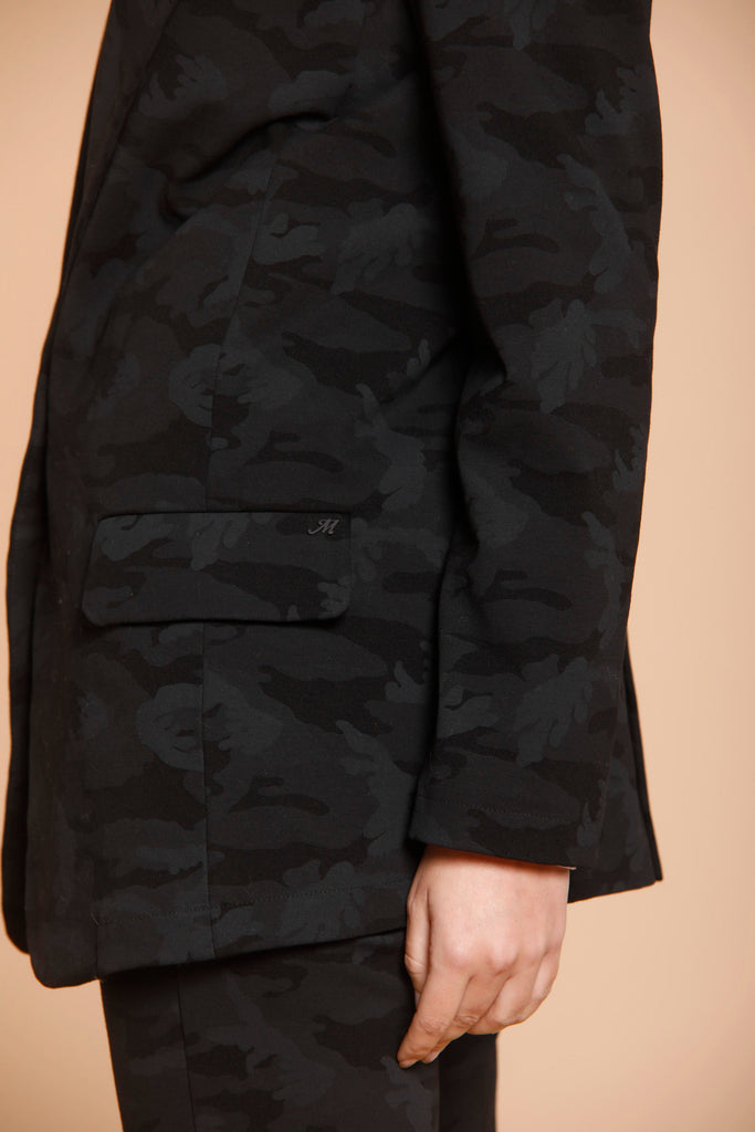 picture 3 of women'sLetizia blazer in black jersey pattern camouflage by Mason's