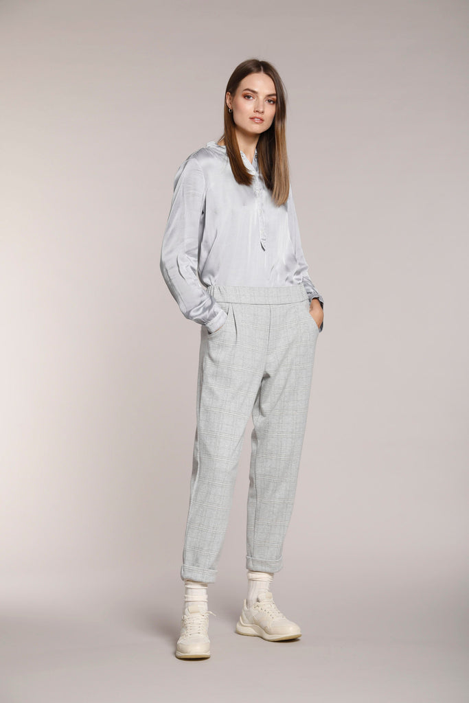 Immagine 2 di pantalone chino donna in jersey, con pattern galles, colore grgio chiaro, modello Easy Jogger di Mason's