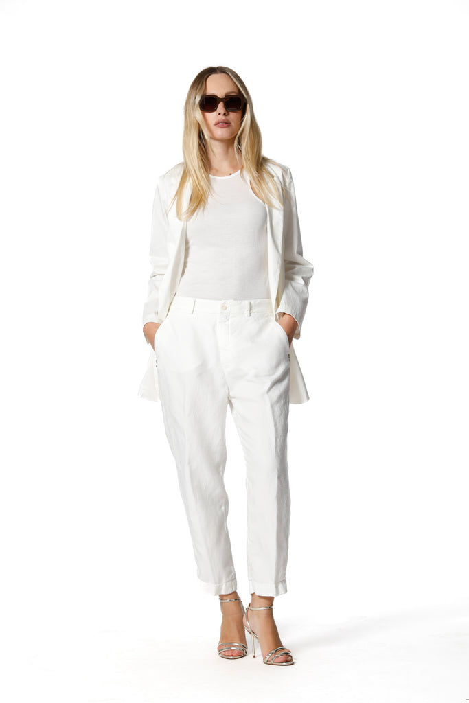 Linda Summer woman chino pants in tencel and linen relaxed