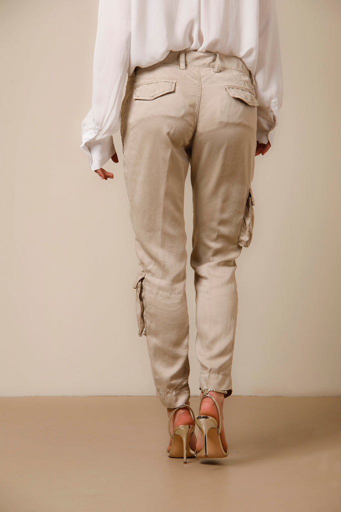 Asia Snake woman cargo pants in tencel with studs relaxed
