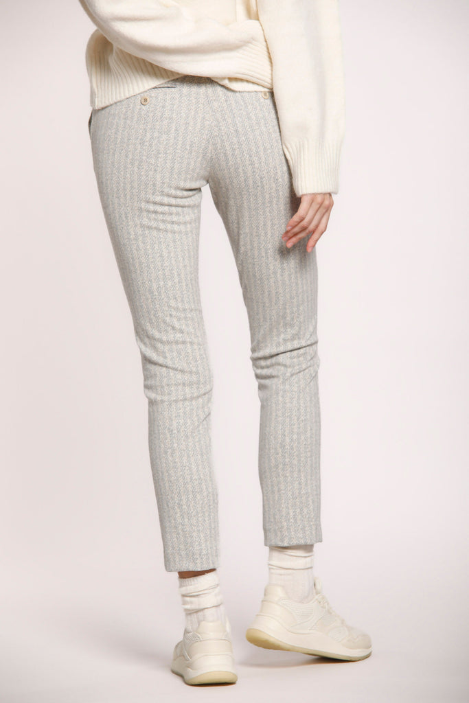 Immagine 5 di pantalone chino donna in jersey, pattern resca, colore grigio chiaro, modello New York Slim di Mason's