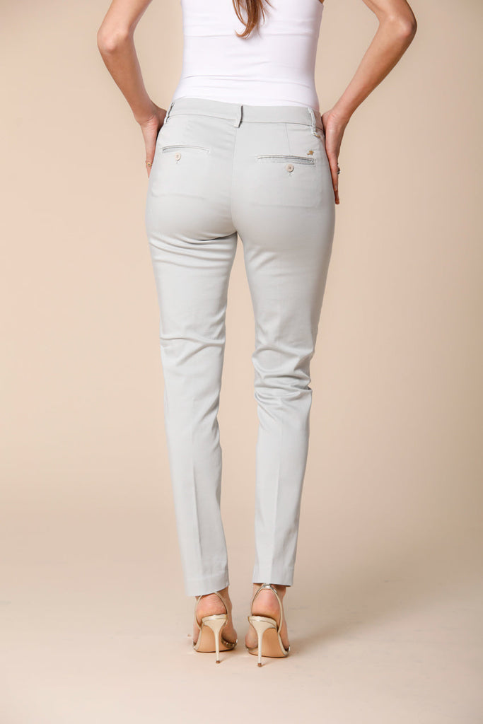Image 4 of women's chino pants in light blue colored stretch satin New York Slim model by Mason's