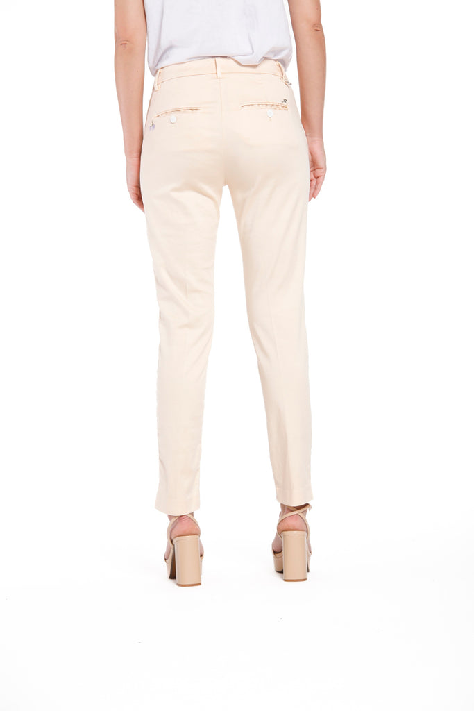 New York Slim woman chino pants in stretch satin with embroidery slim