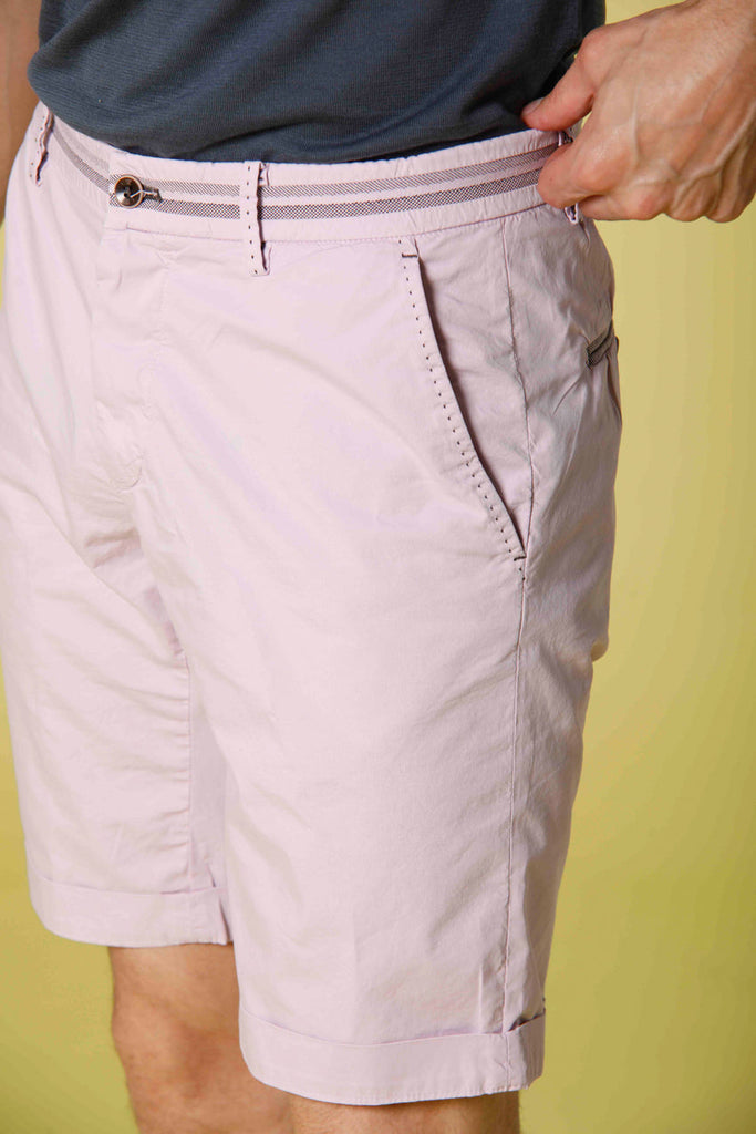 image 3 of men's chino bermuda in stretch gabardine with ribbons torino tapes model in wisteria slim fit by mason's 