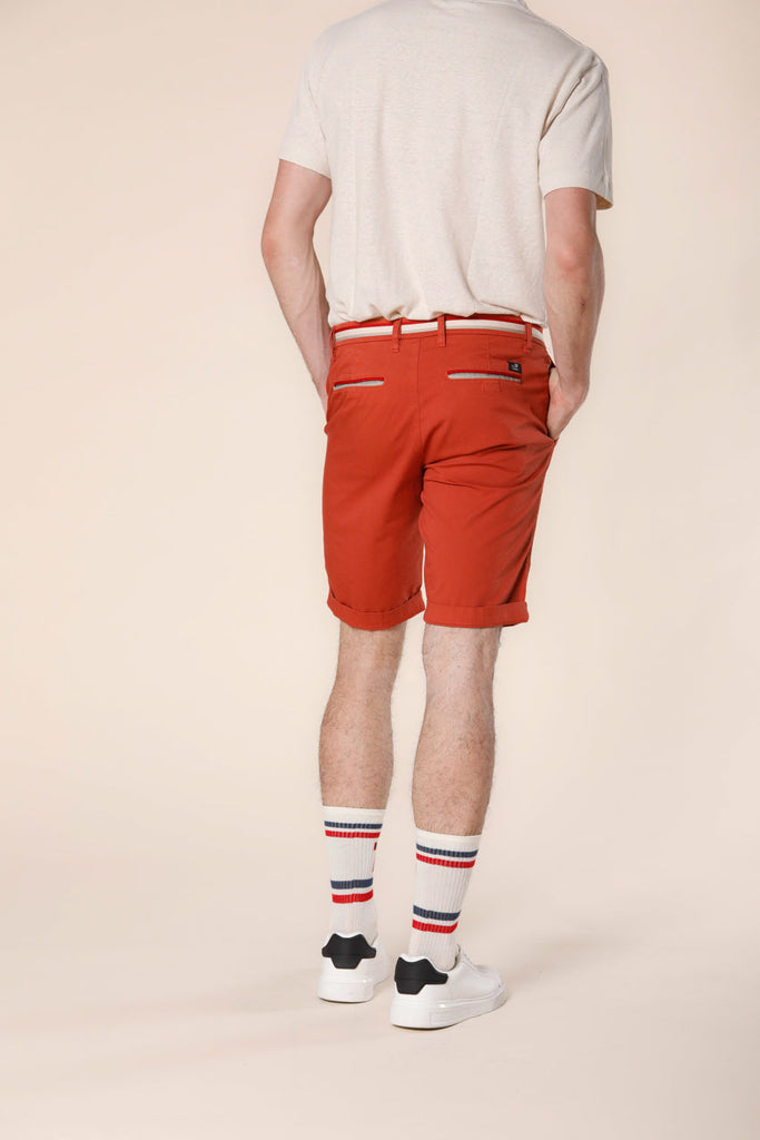 image 4 of men's chino bermuda in stretch satin london summer model in coral regular fit by mason's 