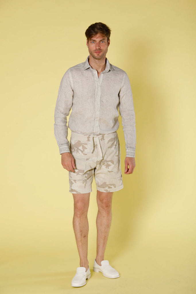 image 2 of men's long sleeve shirt in linen torino model in canapa  regular fit by mason's 