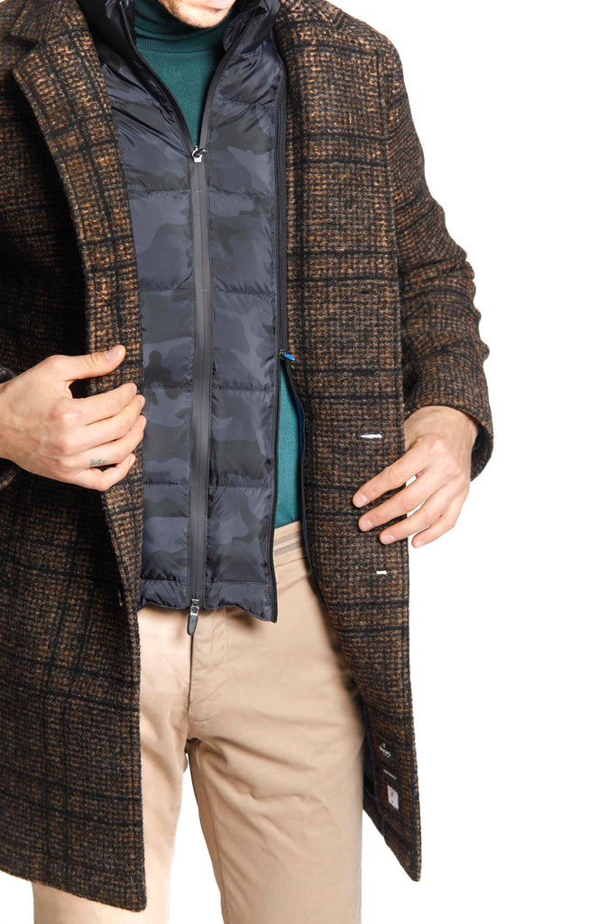 Los Angeles man wool cloth coat with micro chevron pattern