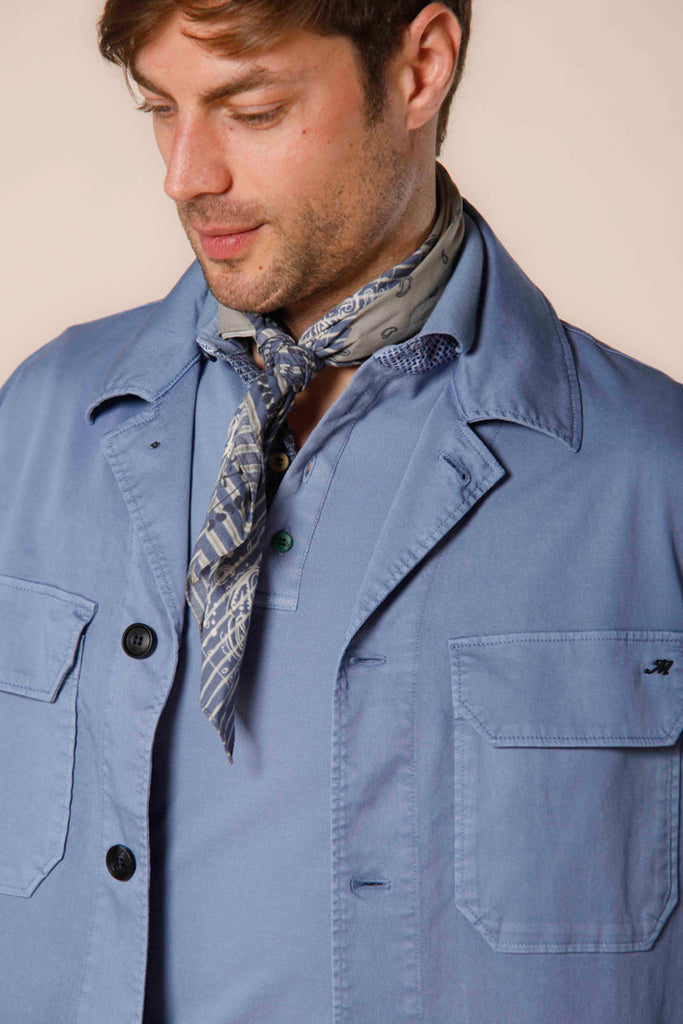 image 3of men's overshirt in twill summer jacket model in azure regular fit by mason's 