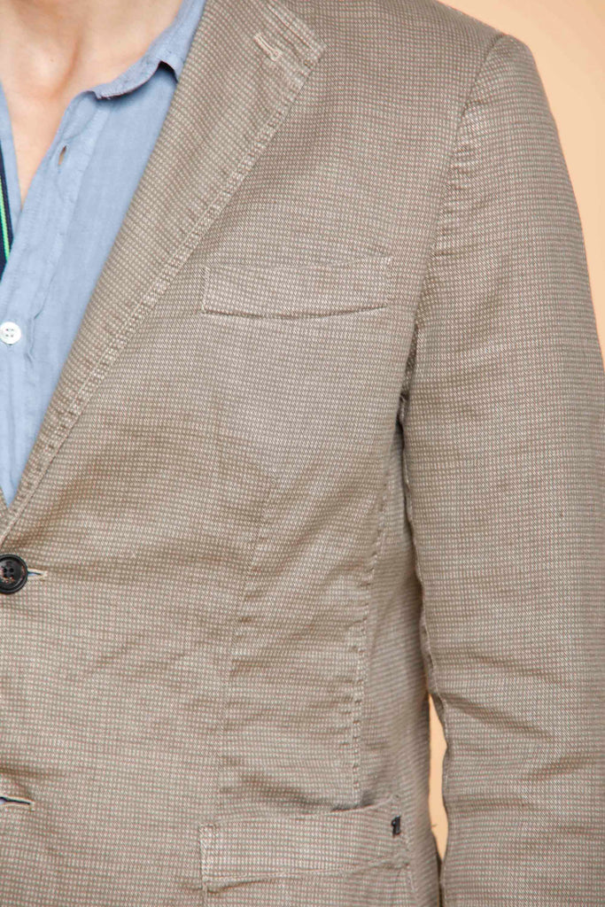 Da Vinci Safari man blazer in linen and cotton with micro pattern