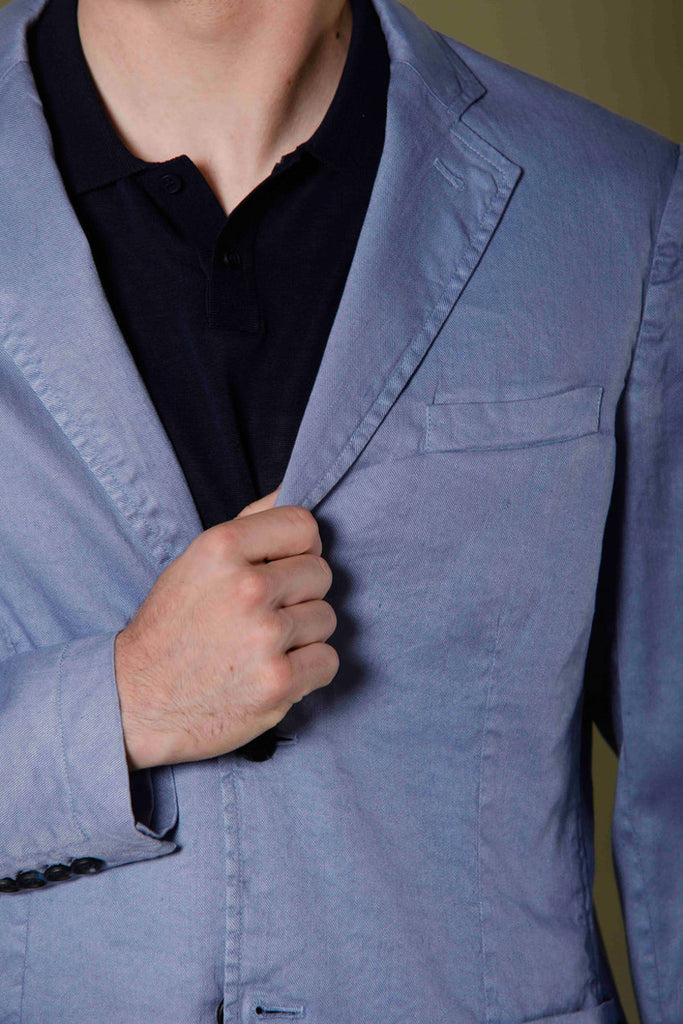 Immagine 3 di blazer uomo in twill di lino e cotone azzurro modello Da Vinci Summer di Mason's