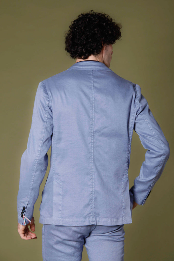 Immagine 4 di blazer uomo in twill di lino e cotone azzurro modello Da Vinci Summer di Mason's