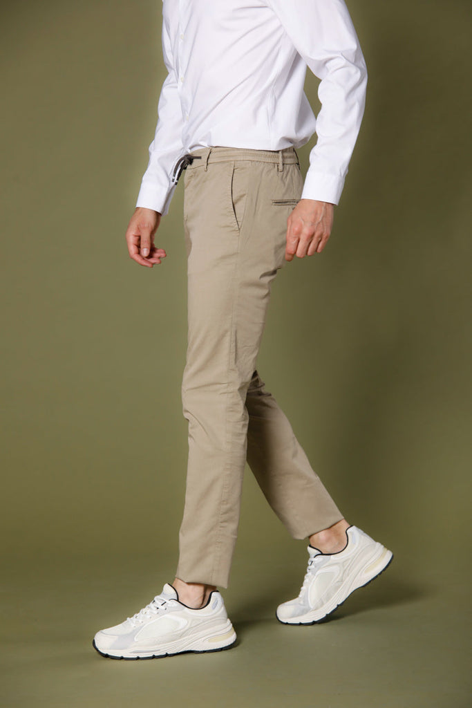 image 4 of men's chino jogger in cotton and tencel milano jogger model in kaki extra slim fit by mason's 