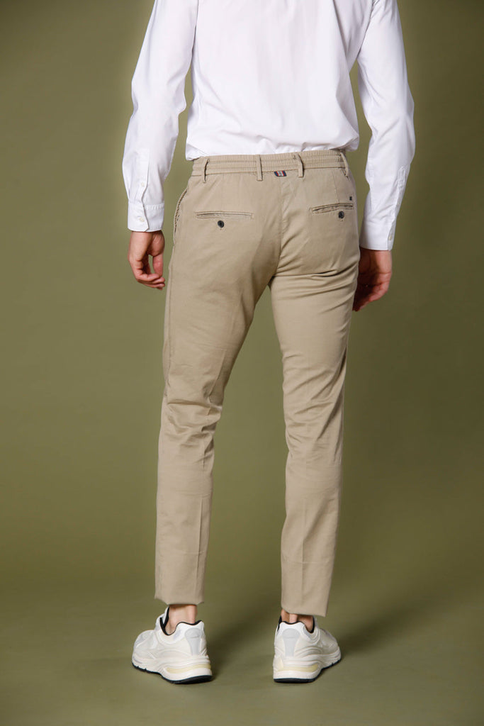 image 3 of men's chino jogger in cotton and tencel milano jogger model in kaki extra slim fit by mason's 