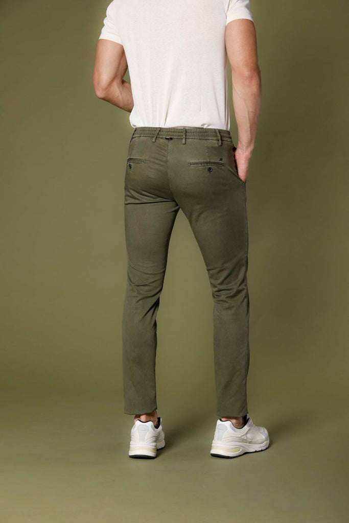 image 3 of men's chino jogger in cotton and tencel milano jogger model in green extra slim fit by mason's 