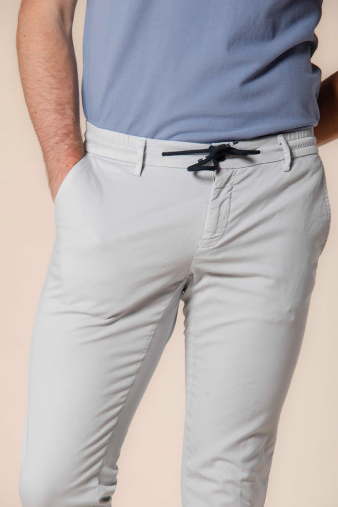 image 2 of men's chino jogger in cotton and tencel milano jogger model in light gray extra slim fit by mason's 