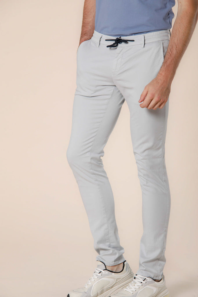 image 3 of men's chino jogger in cotton and tencel milano jogger model in light gray extra slim fit by mason's 
