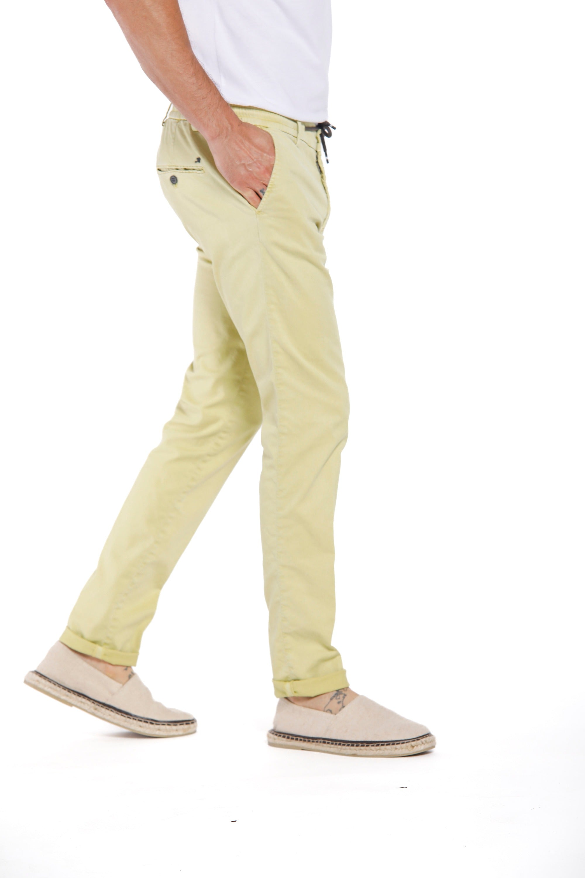 Milano Jogger man chino pants in cotton and tencel extra slim