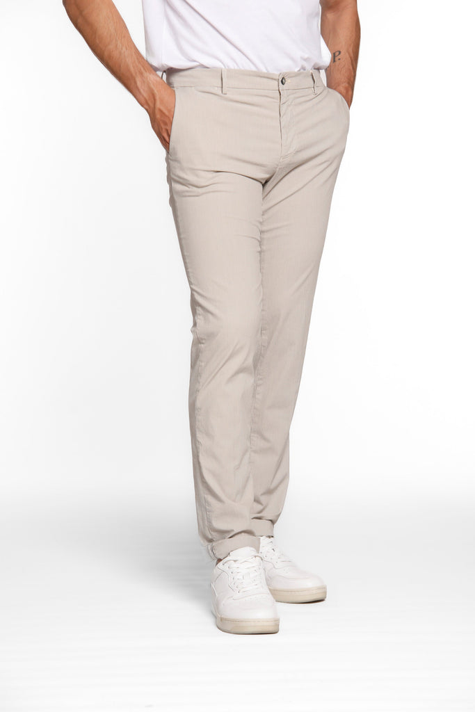 New York man chino pants in tencel and cotton with stripes pattern regular