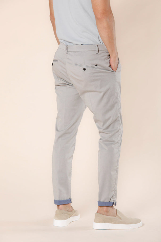 Image 5 of men's light beige cotton and tencel tricotine chino pants in carrot fit Osaka Style model by Mason's
