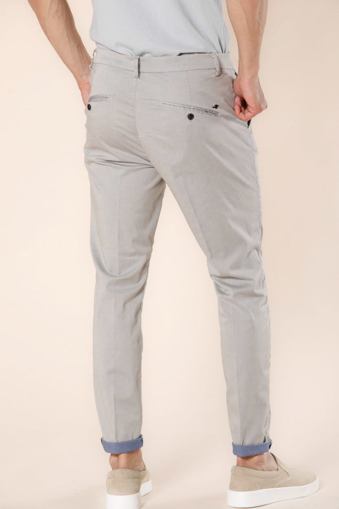 Image 4 of men's light beige cotton and tencel tricotine chino pants in carrot fit Osaka Style model by Mason's