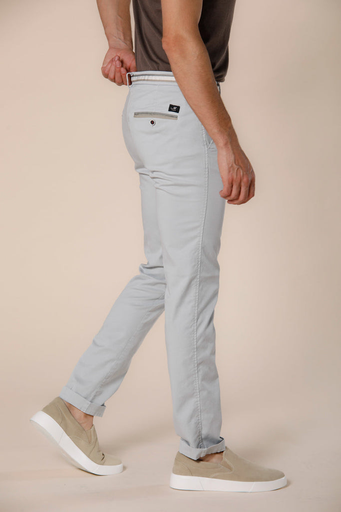 Image 4 of men's light gray cotton and tencel chino pants with ribbons Torino Summer model by Masonì's