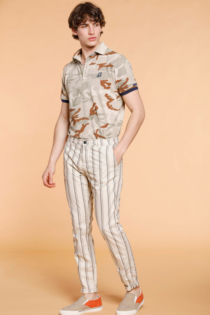 Osaka Style man chino pants in cotton with moulinè pattern carrot fit
