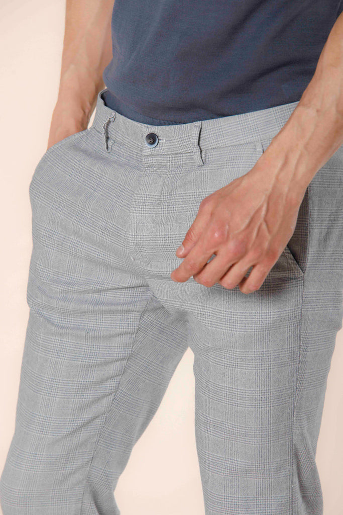 Image 5 of light gray cotton men's chino pants with wales print Torino Style model by Mason's
