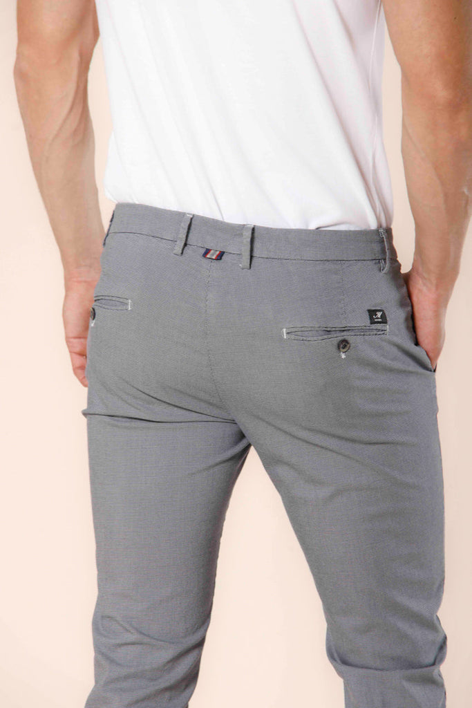 Image 4 of men's light gray cotton and tencel chino pants with microstripes print Torino Style model by Mason's
