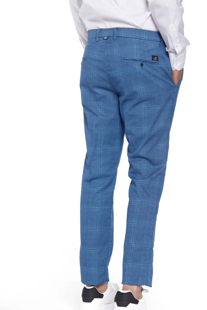 Torino Style man chino pants in cotton and tencel with wales pattern slim