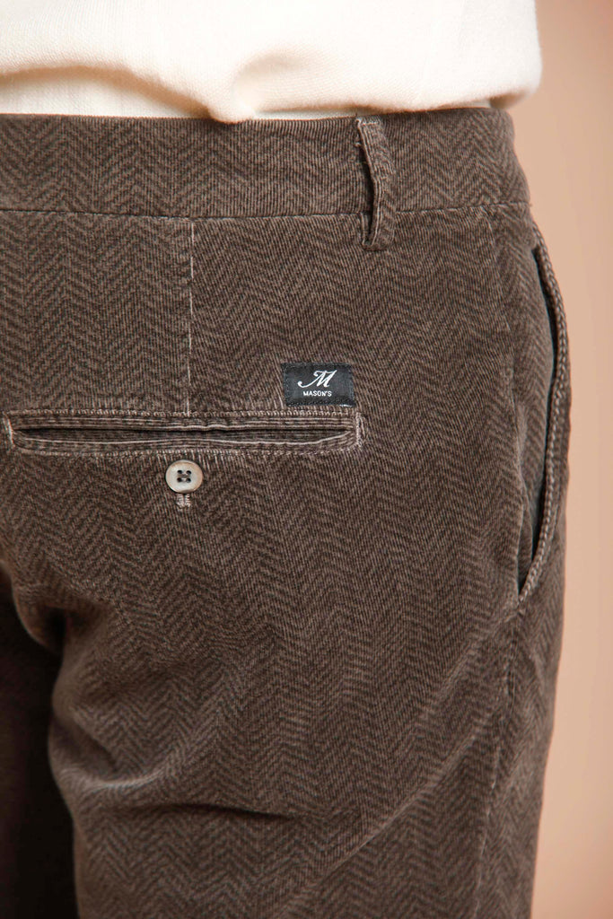 Torino Style man velvet chino pants with resca pattern slim