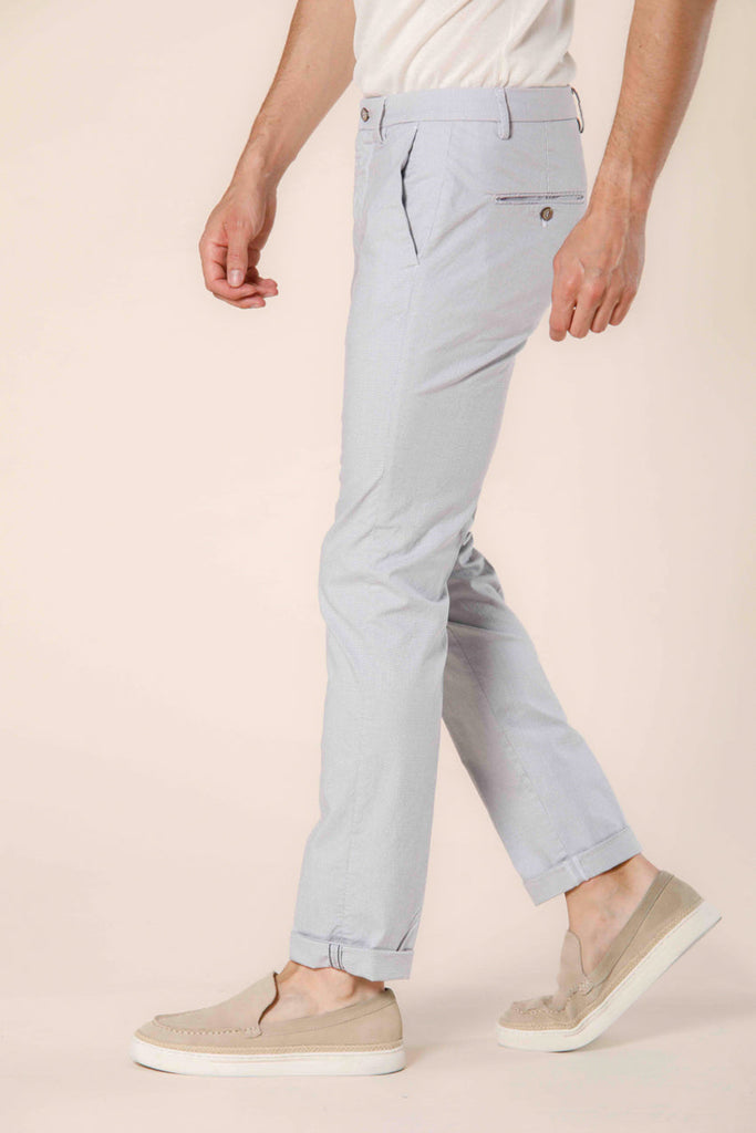 Image 3 of men's cotton and white tencel chino pants with micro-patterned Torino Limited model by Mason's