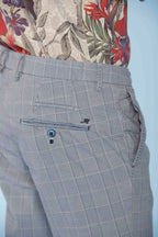 Torino Ocean man chino pants in cotton and tencel with wales pattern slim